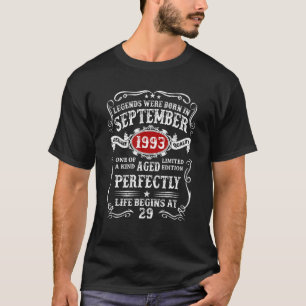 29th Birthday 29 Years Old Legends Born In Septem T-Shirt