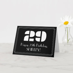 29th Birthday: Art Deco Inspired Look "29" & Name Card