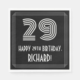 29th Birthday: Art Deco Inspired Look "29" + Name Napkin