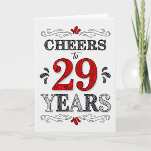 29th Birthday Cheers in Red White Black Pattern Card