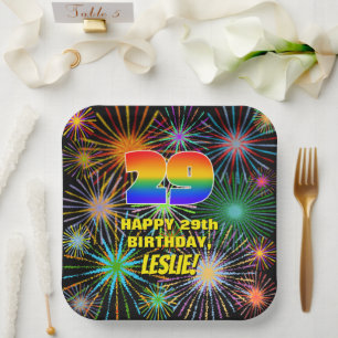 29th Birthday: Colourful, Fun Celebratory Firework Paper Plate