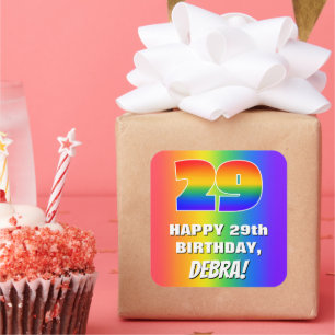 29th Birthday: Colourful, Fun Rainbow Pattern # 29 Square Sticker