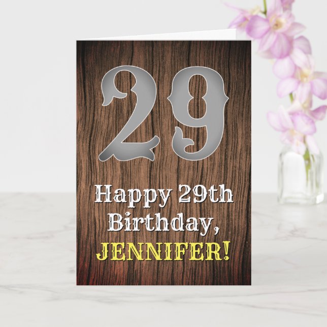 29th Birthday: Country Western Inspired Look, Name Card (Orchid)