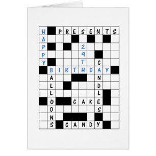 29th Birthday, Crossword Puzzle Birthday Card