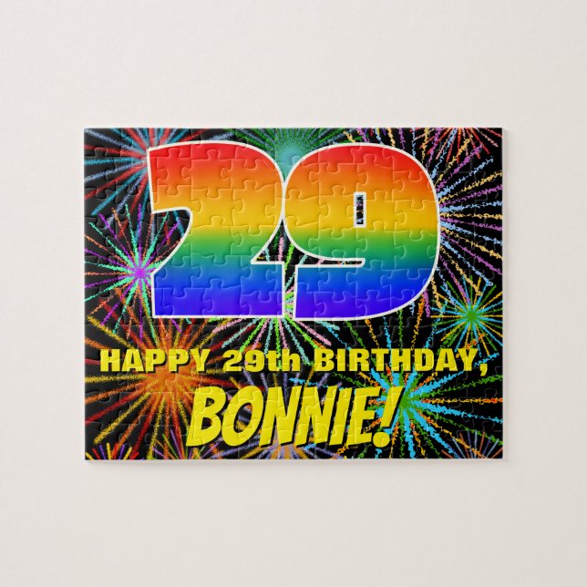 29th Birthday: Fun, Colourful Celebratory Firework Jigsaw Puzzle (Horizontal)