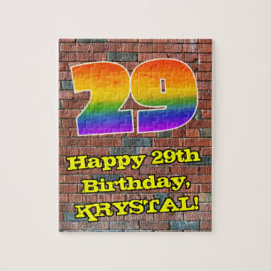 29th Birthday: Fun Graffiti-Inspired Rainbow 29 Jigsaw Puzzle