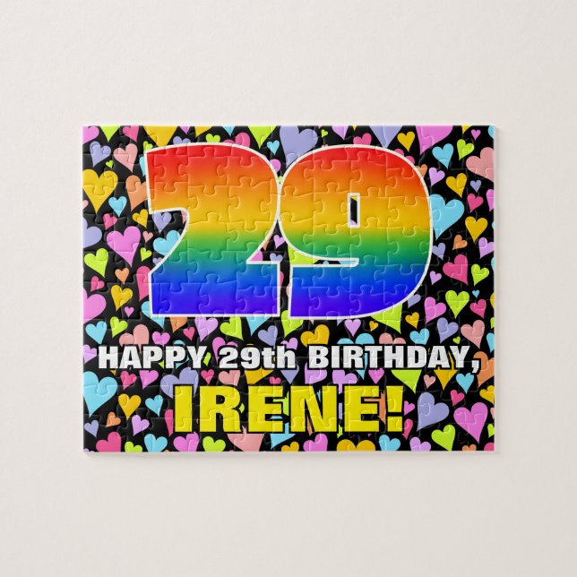29th Birthday — Fun, Loving Heart Shapes + “29” Jigsaw Puzzle (Horizontal)