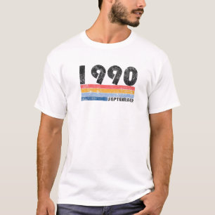 29Th Birthday Gift Retro Born In September Of 1990 T-Shirt