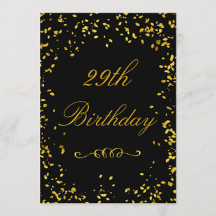 29th Birthday Glamourous Gold Confetti Invitation