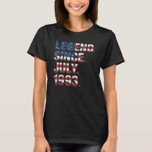 29th Birthday Legend Since July 1993 Usa Flag 29 Y T-Shirt