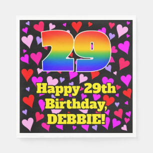 29th Birthday: Loving Hearts Pattern, Rainbow # 29 Napkin
