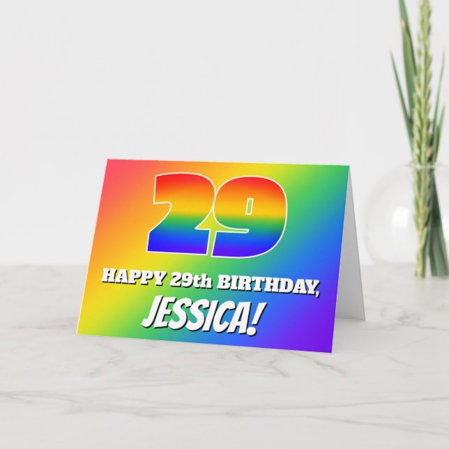 29th Birthday: Multicolored Rainbow Pattern # 29 Card (Front)