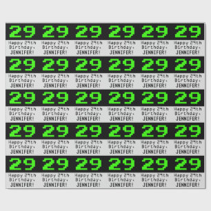 29th Birthday - Nerdy / Geeky Style "29" and Name Wrapping Paper