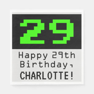 29th Birthday - Nerdy / Geeky Style "29" & Name Napkin