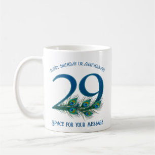 29th Birthday Or Anniversary Peacock Feather Coffee Mug