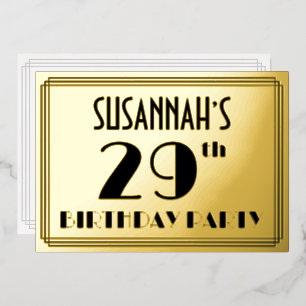 29th Birthday Party — Art Deco Look “29” + Name