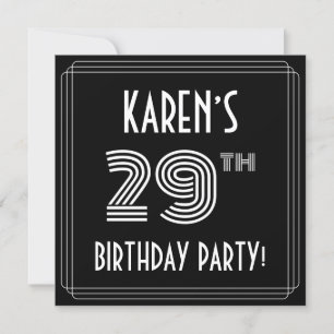 29th Birthday Party: Art Deco Style w/ Custom Name Invitation