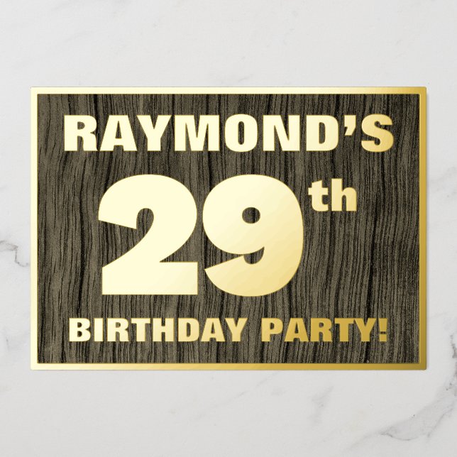 29th Birthday Party: Bold, Faux Wood Grain Pattern (Front)
