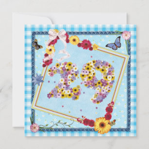29th Birthday party Invitation flowers,butterflies