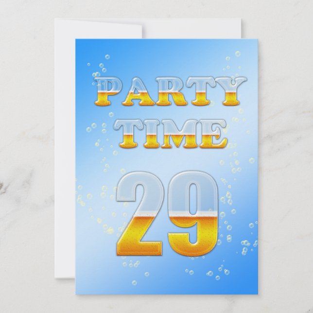 29th birthday party invitation with beer (Front)