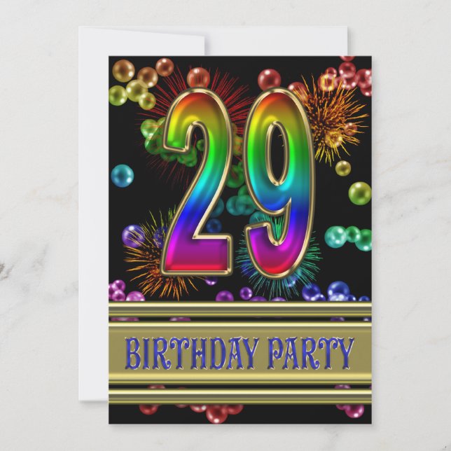 29th Birthday party Invitation with bubbles (Front)