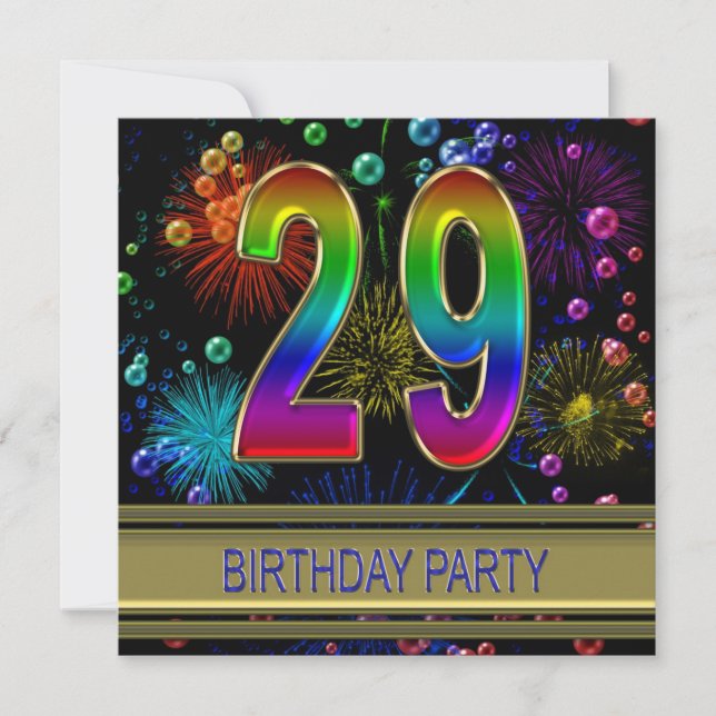 29th Birthday party Invitation with bubbles (Front)