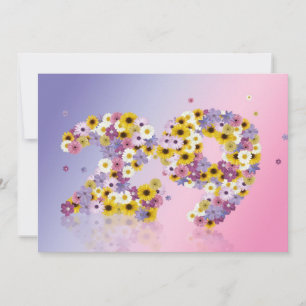 29th Birthday party, with flowered letters Invitation