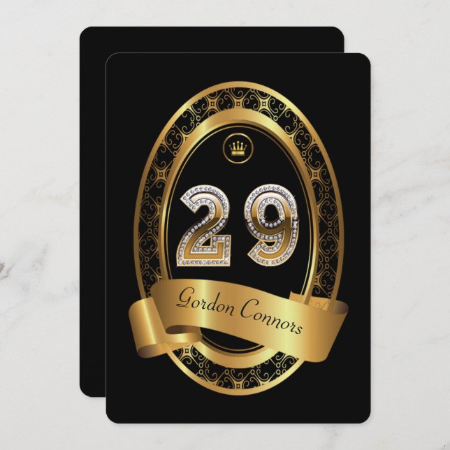 29th,birthday party woman man,elegant colour invitation (Front/Back)