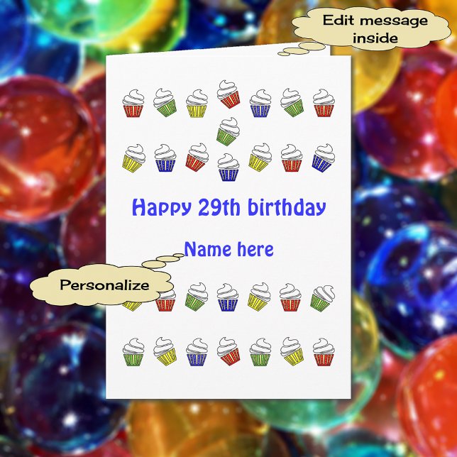 29th birthday personalised cupcakes card (Creator Uploaded)