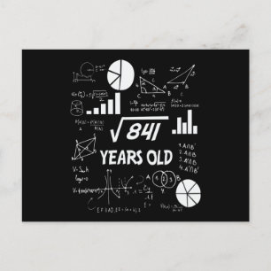 29th Birthday Square Root Math 29 Years Old Bday Postcard