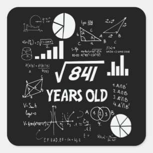 29th Birthday Square Root Math 29 Years Old Bday Square Sticker