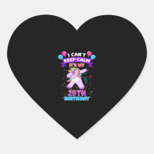 29th Birthday Unicorn Shirt For 29 Years Old Women Heart Sticker