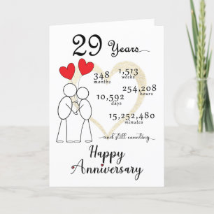 29th Wedding Anniversary Card with heart balloons