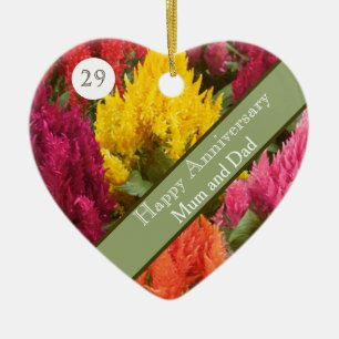 29th Wedding Anniversary Celosia  Ceramic Ornament
