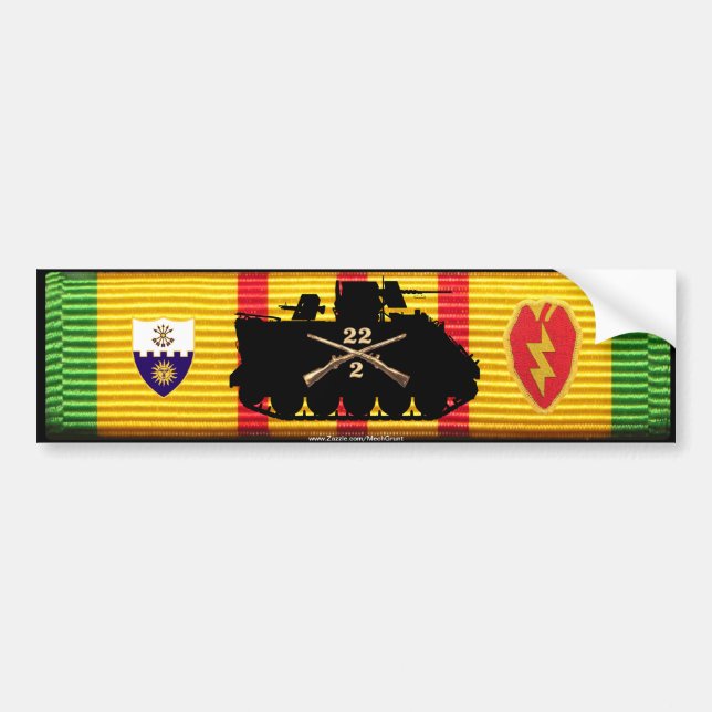 2/22nd Inf, 25th Inf Div Track & Insignia VSM Bumper Sticker (Front)