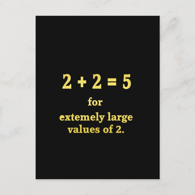 2 + 2 = 5  Funny Math Joke Holiday Postcard (Front)