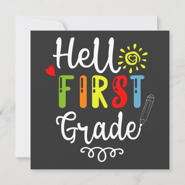 2/2- Hello First Grade Shirt, First Grade Students Invitation (Front)