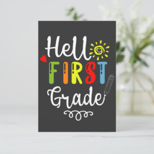 2/2- Hello First Grade Shirt, First Grade Students RSVP Card