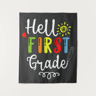 2/2- Hello First Grade Shirt, First Grade Students Tapestry