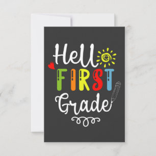 2/2- Hello First Grade Shirt, First Grade Students Thank You Card