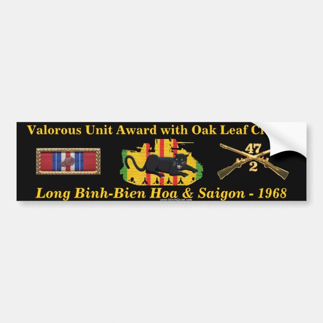 2/47th Valorous Unit Award with Oak Leaf Cluster Bumper Sticker (Front)