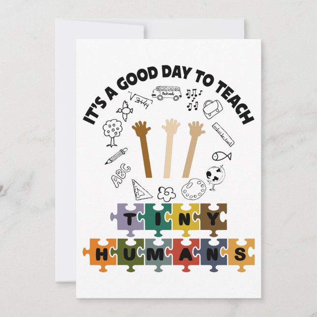 2/4, It's A Good Day To Teach Tiny Humans, Teacher Thank You Card (Front)