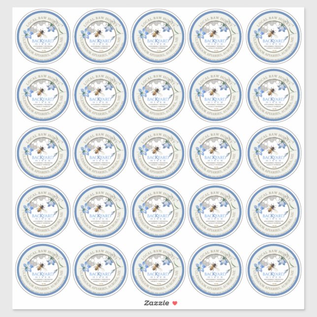 2.5" Backyard Hive Apiary Hand-bottled Raw Honey (Sheet)