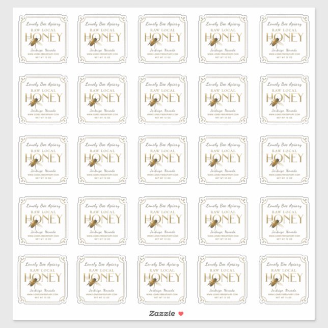 2.5" Flying Bee Metallic Gold Honey fancy border (Sheet)