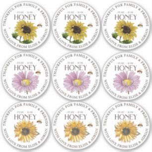 2.5" Honey Thankful for Family Friends Flower Stic