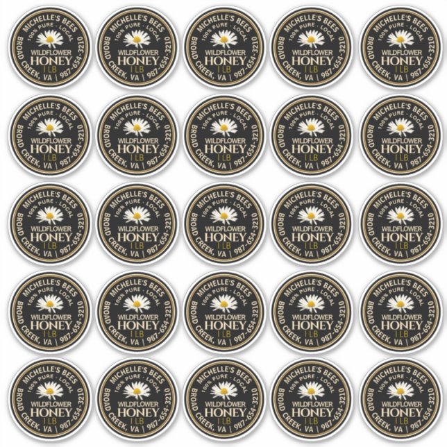 2.5" Vinyl Waterproof Honey Label with Daisy (Front)