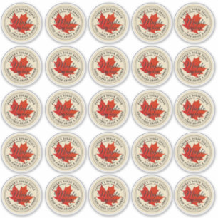 2.5" Wood-fired Maple Syrup Label Red Maple Leaf 
