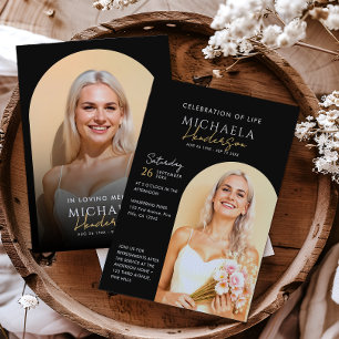 2 Arch Photos Celebration of Life/Funeral/Memorial Invitation