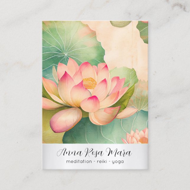 *~* 2 Art Lotus   PHOTO Nature Flowers QR AP67 Business Card (Front)