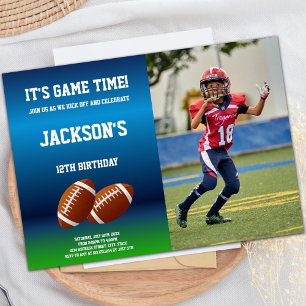 2 Balls Football Birthday Invitations with photo